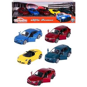 Majorette Dream Cars - 5 Alfa Romeo speelgoedauto's als geschenkset, modelauto's voor verzamelaars of kinderen vanaf 3 jaar, Alfa Romeo