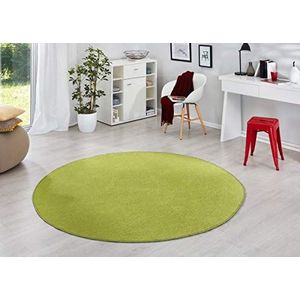 Hanse Home Vloerkleed Fancy Rond – woonkamertapijt, eenkleurig, modern velours tapijt voor eetkamer, woonkamer, kinderkamer, hal, slaapkamer, keuken – groen, Ø 133 cm