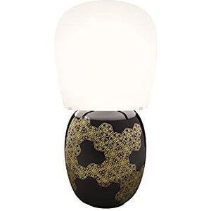 Hive K390325N Tafellamp, met diffuser van opaalglas, mondgeblazen, lichaam van geëmailleerd keramiek, 25 x 25 x 47 cm, zwart