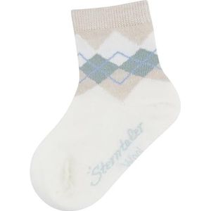 sokken wol ruit, ecru, 23-26