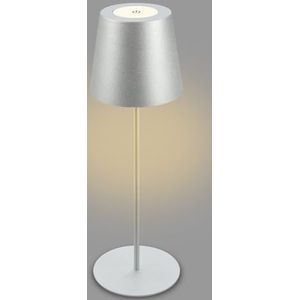BRILONER - LED tafellamp draadloos met touch, traploos dimbaar, in hoogte verstelbaar, bedlamp, leeslamp, LED lamp, campinglamp, tafellamp, batterijlamp, buitenlamp, 36x10,5 cm, zilverkleurig