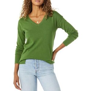 Amazon Essentials Women's Lichtgewicht tuniektrui met lange mouwen en V-hals (verkrijgbaar in grote maten), Groen, S