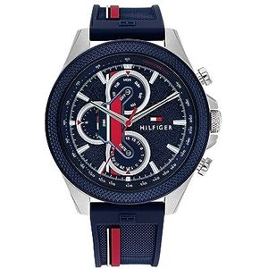 Tommy Hilfiger Analoge Japanse quartz herenhorloge met siliconen band 1792083, Blauw