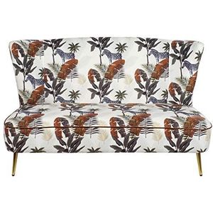DRW Sofa van hout en polyester met bladeren en geiten, 145 x 78 x 88 cm