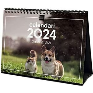 Finocam - Kalender 2024 tafelfoto's om te schrijven, januari 2024 - december 2024 (12 maanden) honden en katten Catalaans