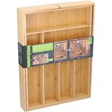 Uitschuifbare Bestekbak - 46 x 34 - 56.6 x 6 CM - 6 tot 8 Vakken - Ecologisch Bamboe Materiaal