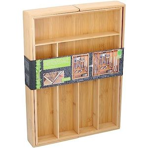 Uitschuifbare Bestekbak - 46 x 34 - 56.6 x 6 CM - 6 tot 8 Vakken - Ecologisch Bamboe Materiaal