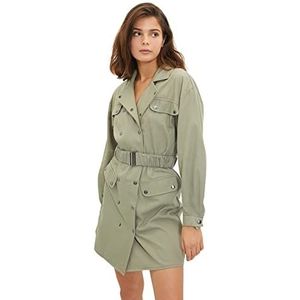 TRENDYOL Mini-blazerjurk voor dames, regular fit, geweven stof jurk, Kaki, 40