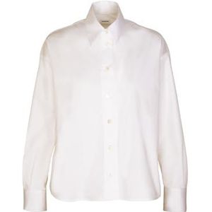 Seidensticker Hemdblouse voor dames, modieuze blouse, oversized fit, hemdblousekraag, lange mouwen, 100% katoen, wit, 36