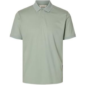 SELECTED MEN Slhfave Button Ss Polo Noos, Aqua Gray, L