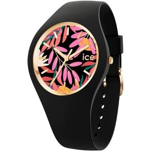 Ice-Watch - ICE flower Colour leaves - Dames zwart horloge met siliconen band - 020514 (Medium)