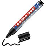 edding 360 whiteboardmarkers, zwart, 1 whiteboardstift, ronde punt 1,5-3 mm, bordmarker afwasbaar, voor whiteboard, flipchart, magneetbord, prikbord, memobord, schetsnotes, navulbaar