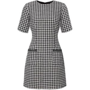 Swing Fashion Mindi mini-jurk van tweed met peplum en korte mouwen, 38 (M) | ideaal voor dagelijks gebruik, voor het werk, op kantoor, om uit te gaan met vrienden, voor het diner, Meerkleurig, 38