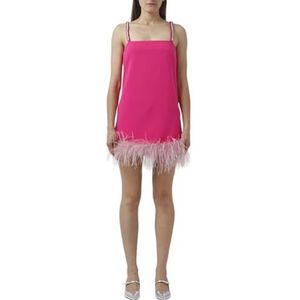Trebbiano Crepe Stretch jurk met veren en borduurwerk, N17_pink pinko, 30 NL