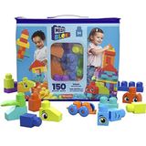 MEGA Bloks Grote Tas met Bouwblokken Bouwset met 150 Grote en Kleurrijke Bouwblokken en 1 Opbergtas, speelgoedset voor kinderen van 1 jaar en ouder, HHM96