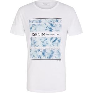 TOM TAILOR Denim Uomini T-shirt met print 1031153, 20000 - White, XXL