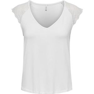 ONLY Dames Onlpetra S/S Lace Mix Top Cs JRS T-shirt, wit, 3XL