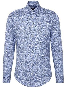 Seidensticker - Businessoverhemd - Donkerblauw - Slim 1/1 Kentkraag Paisley