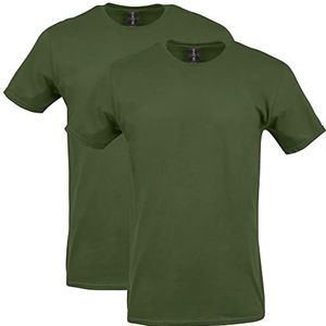 Gildan Men's Softstyle Cotton T-Shirt, Style G64000, 2-Pack, Military Green, Large