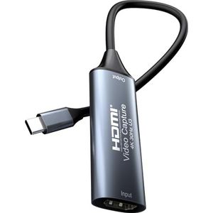 PremiumCord HDMI capture/grabber voor het opnemen van video/audio op de computer met USB-C, resolutie UHD 4K 2160p 30Hz, Full HD 1080p 60Hz, USB 3.2 type C, plug and play, sideral grey