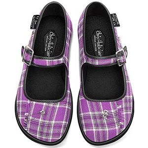 Hot Chocolate Design Chocolaticas Funky Canvas Mary Jane platte schoenen voor dames, Paarse Tartan, 38 EU