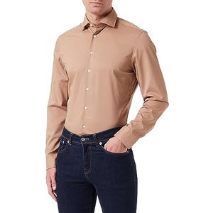 Seidensticker Heren slim fit shirt met lange mouwen, beige, 42 EU, beige, 42