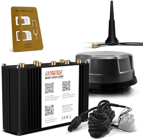 SELFSAT MWR 5560 eSIM 5G Cat 20 WLAN-router tot 3,4 Gbps incl. panorama antenne zwart