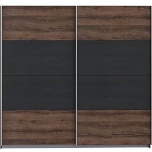 FORTE Kledingkast, houtstof, modderig gecombineerd met zwart eiken, 220,1 x 209,7 x 61,2 cm