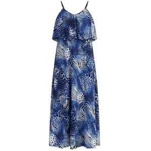 LEOMIA Maxi-jurk voor dames, met dierenprint, koningsblauw, L