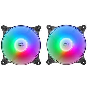 VoltShine Stille RGB-ventilator, 12 cm, dubbele ventilator, zwart design, ideaal voor pc-koeling en verbetering van de esthetiek van het systeem.