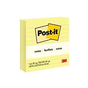 Post-it 675YL zelfklevende notitieblaadjes XL-notities, gelinieerd, 100 x 100 mm, 300 vellen, geel