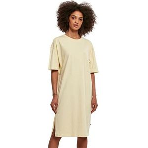 Urban Classics Damesjurk van biologisch katoen organisch oversized slit tee dress, dames T-shirt jurk voor vrouwen met split in vele kleuren, maten XS - 5XL, Softyellow, XS