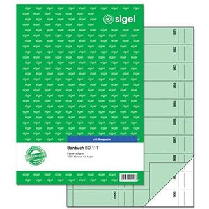 SIGEL BO111 bonbuch bonblok, 1000 slopen groen, A4, 2 x 50 vellen