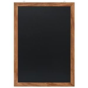 EUROPEL Krijtbord met zwarte melaminelaag, frame van gelakt grenenhout, natuurlijke houtkleur, afmetingen 60 x 84 cm, wandbevestiging, portret- of landschapsformaat, voor vloeibare krijtstiften