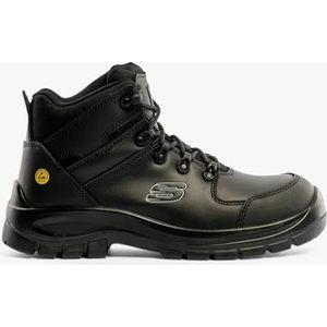 Skechers Heren Trophus Kilram Bouw Boot, Zwart Leer Textiel, 41.5 EU