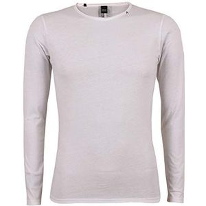 Replay Herenshirt met lange mouwen en ronde hals, wit (Optical White 001), XS, Optical White 001, XS