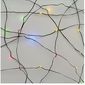 EMOS Meerkleurige nano-lichtketting voor binnen en buiten (IP44), 4 m lange led-kerstlichtketting NANO voor feestjes, Kerstmis, 6 uur timerfunctie, voeding en transformator, groene kabel
