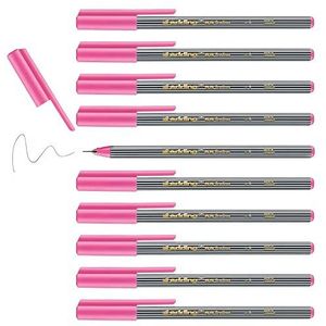 edding 55 - fineliner - roze - 10 stiften - punt 0,3 mm - kleurstift om te schrijven, kleuren, accentueren, illustreren - voor kinderen en volwassenen, school, thuiswerkplek, kantoor