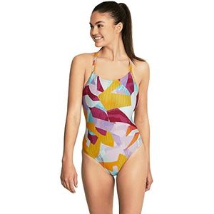 Speedo Badpak voor dames, eendelig Prolt Volt Back Gedrukt Eendelig Badpak, Abstract stralend geel, 140 NL