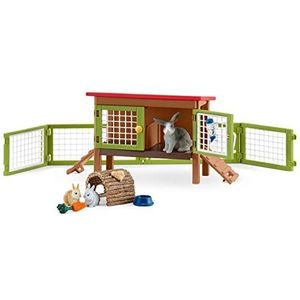 SCHLEICH 42420 Farm World - Konijnenhok - Speelfigurenset - Kinderspeelgoed voor Jongens en Meisjes - 3 tot 8 jaar