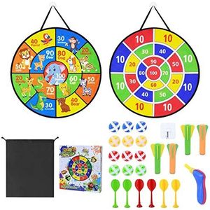 Vicloon Dartbordspeelgoed voor kinderen, Dartbord voor kinderen 26 inch / 66 cm, 12 Sticky Balls, 6 Foam Darts, 1 Toy Gun, 4 Arrows en 1 Hook, voor Outdoor Party Games, Gifts