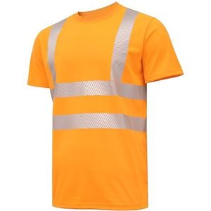 Högert Technik JURAL II Veiligheidsvest van polykatoen | oranje 2XL (56) | reflecterend veiligheidsvest ademend licht shirt korte mouwen werkkleding zichtbaarheid overhemden