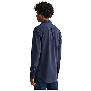 GANT Heren REG Jersey Pique Shirt Klassiek hemd, Marine, Standaard, marineblauw, XL
