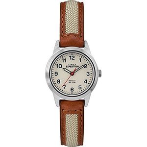 Timex Klassiek kwartshorloge voor dames met datum, met leren armband, tan, Band