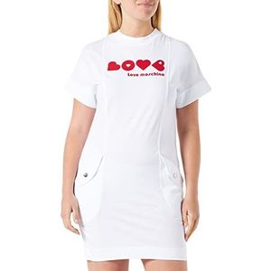Love Moschino Dames Comfort Fit Korte Mouwen Jurk, Optical White, 40, wit (optical white), 40