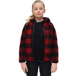 Brandit Kids Teddyfleecejas met capuchon, vele (camouflage) kleuren, maten 122 tot 176, rood/zwart, 170-176