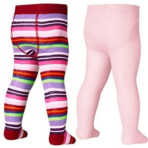Playshoes Unisex baby panty ringel 2-pack 498939, 900 - roze/rood, 62-68, 900, roze/rood, 62-68