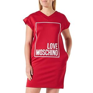 Love Moschino Dames Comfort Fit V-hals Korte Mouwen Jurk, RED, 44, rood, 44