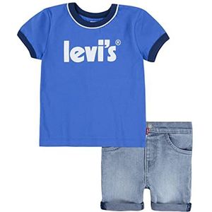 Levi's Lvb Ringer T-shirt en korte set voor babyjongens 6ee908 pyjama, Paleis Blauw, 18 maanden