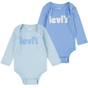 Levi's Baby Lhn Poster Logo 2pk L/S Bodysu Nl0308 Overall, VISTA BLAUW, 6 Months